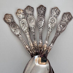 WWI 1881 Rogers A1 “Generals & Admirals” Commemorative Spoons 7pcs c.1915–1920s